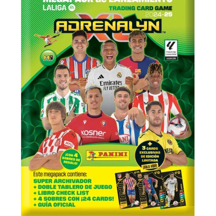 Set Start La Liga 2024-25, Panini, 537 carti, album 60 pagini, 4 pachete, 3 carti limitate, joc in limba spaniola