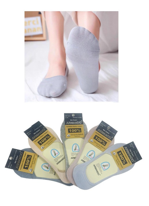 Дамски чорапи Armando, комплект от 5 чифта, 100% памук, многоцветни, Многоцветен