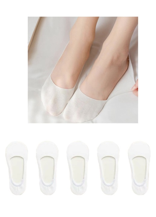 Дамски чорапи Armando, комплект от 5 чифта, 100% памук, бели, Бял