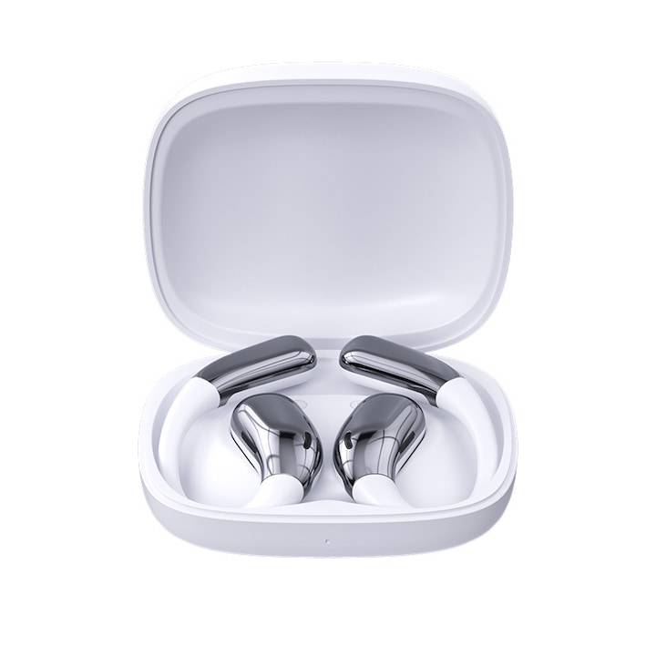 Vezeték nélküli fejhallgató, hordozható Bluetooth, egyszerű dizájn, matt textúra, fehér