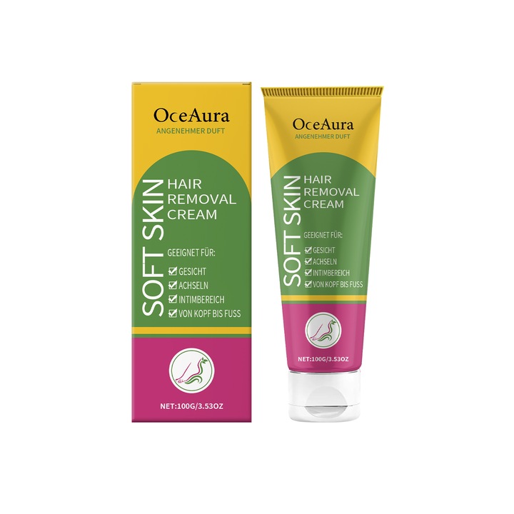 Crema de epilare OceAura, formula calmanta pentru toate tipurile de piele, 100g