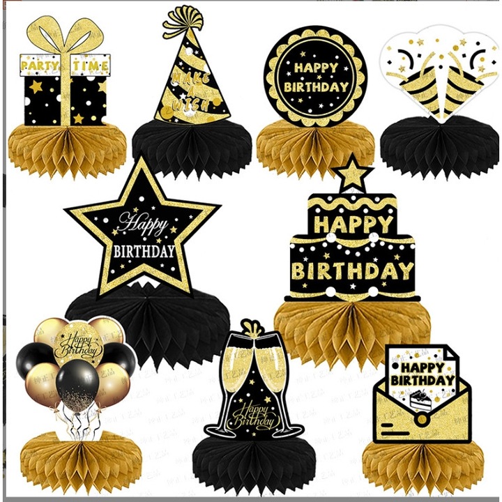 Комплект декорации за рожден ден, 9 части, каубойски декорации за маса, 3D, многоцветни