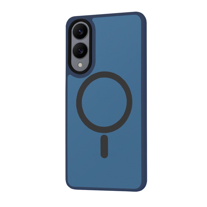 Husa de protectie compatibila cu Samsung Galaxy S25 Edge, HaloFrost, compatibil MagSafe, TPU, margini intarite, Albastru inchis