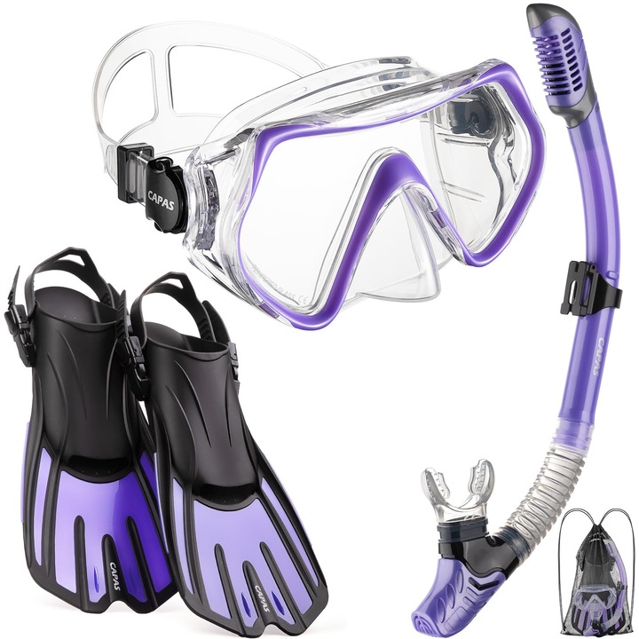 Cápás snorkeling szett, állítható rövid uszonyok, búvármaszk, búvárpipa, kis méret, M