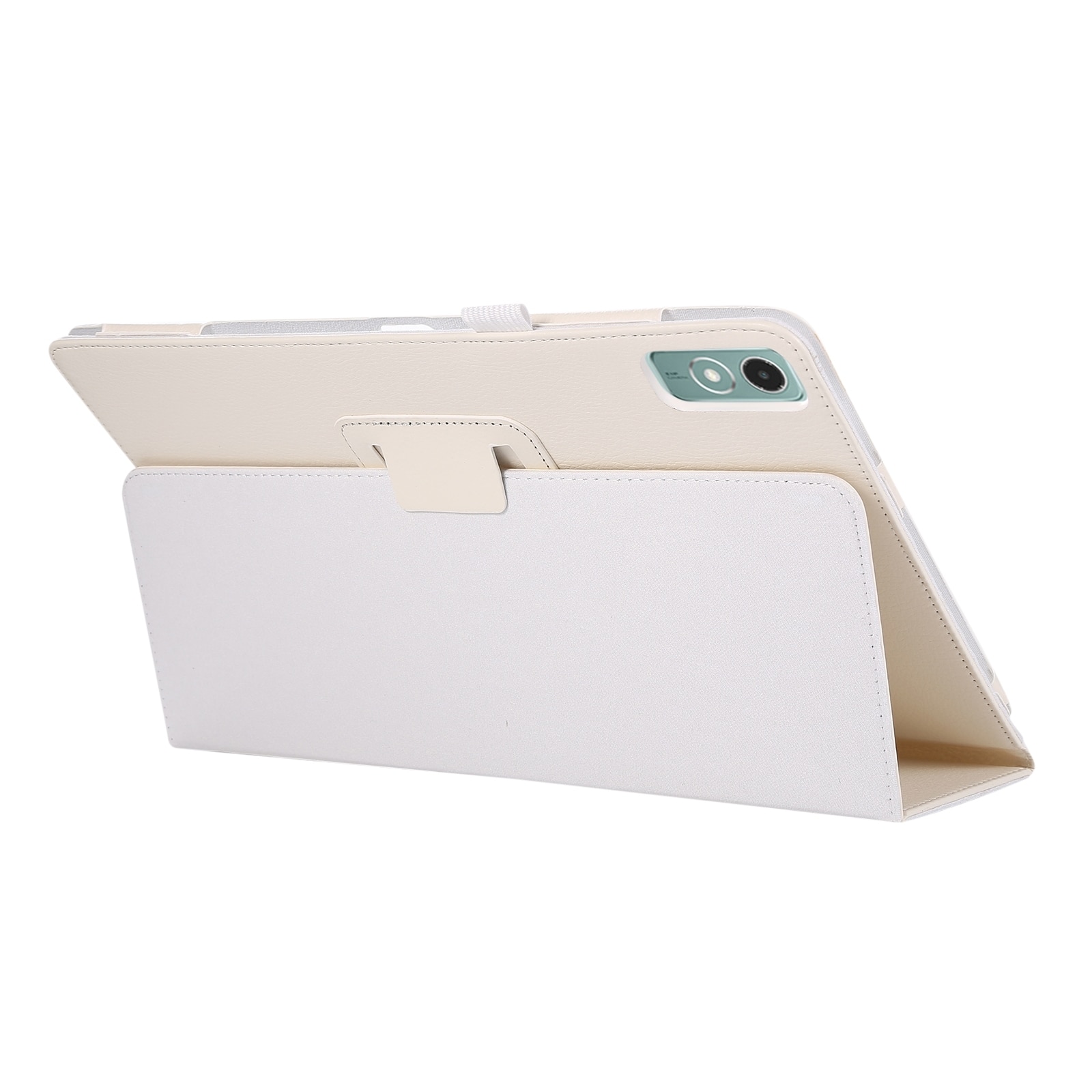 Husa tableta pentru Lenovo Xiaoxin Pad 11 2024 / M11, piele textura lichea, tip carte cu suport, inchidere magnetica, alb