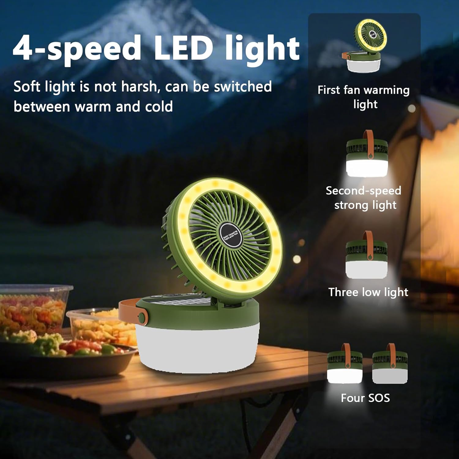 Lampa solara multifunctionala, Army Green, 4 in 1, 4.72x4.72x2.56 inch ...
