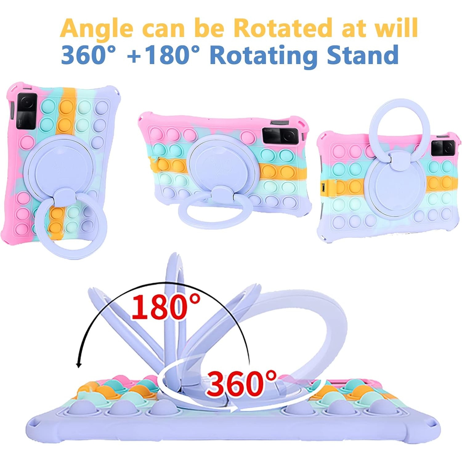 Husa Compatibila Xiaomi Redmi Pad 10.61" 2022, Silicon Antisoc, Suport 360°, cu Curea pentru Umar, Suport Stylus, Albastru Deschis