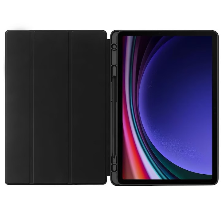 Husa pentru Samsung Galaxy Tab S9/ Tab S9 FE, 10.9 inch, cu suport S-Pen si Functie Stand, Negru