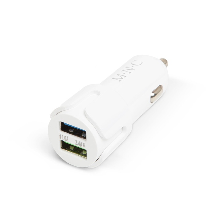 2 x USB szivargyújtó adapter, fehér