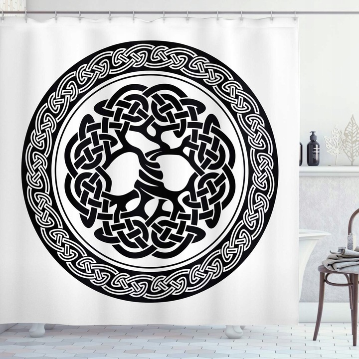 Zaslona de dus UMA, 175x180 cm, multicolor, cu 12 haciuci