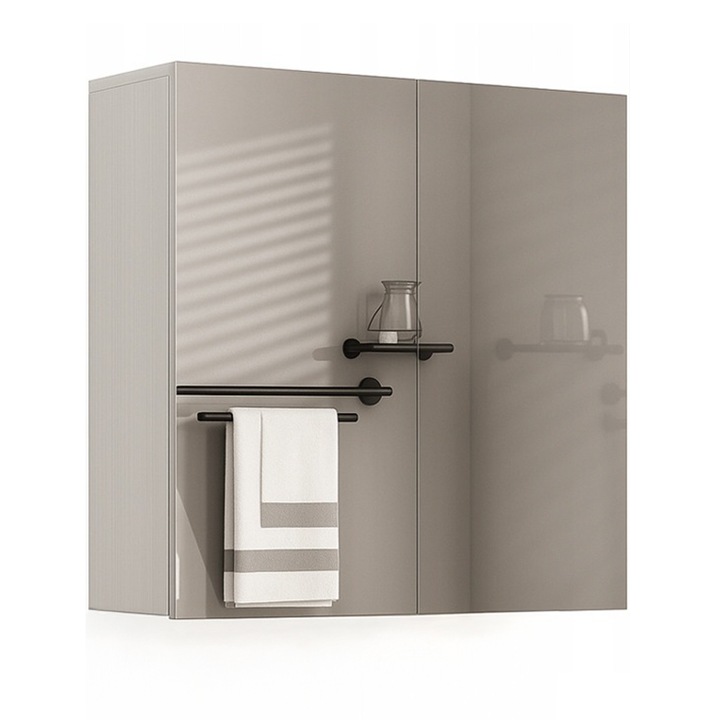 Fürdőszobai faliszekrény tükörrel a mosdókagyló felett 22x60x60 cm BADU