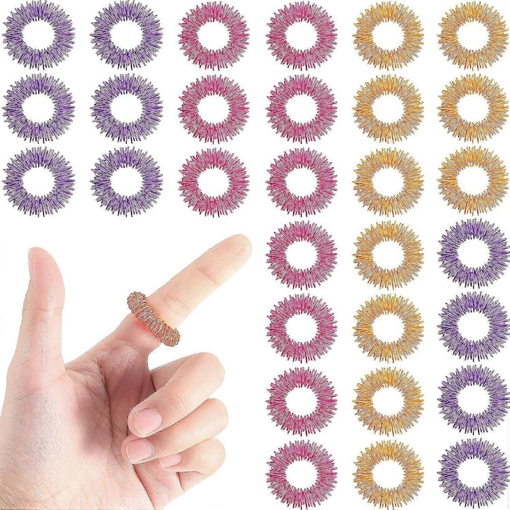 Set 30 inele acupunctura, metalice, multicolor, 2.5cm