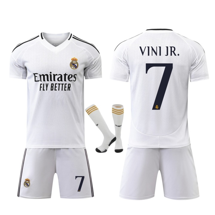 Gyerek sportfelszerelések Real Madrid Vinicius futballmezek, poliészter, Fehér