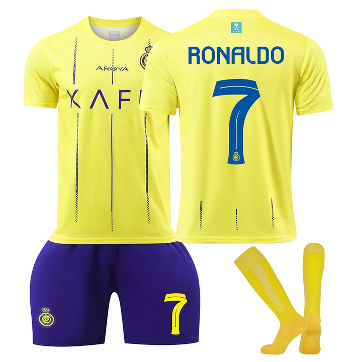 Echipament sportiv copii Saudi Ronaldo Fotbal Tricou Set, Galben