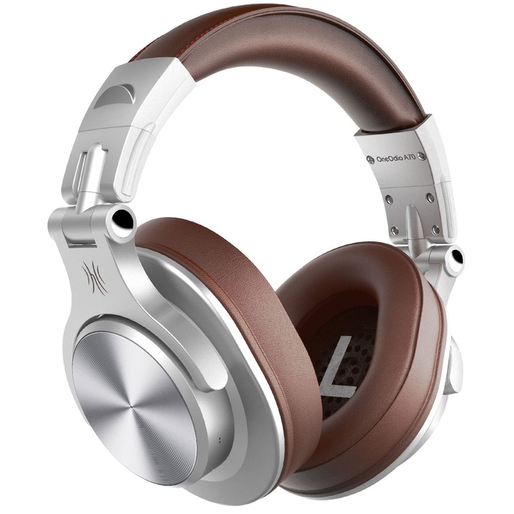 Casti Bluetooth OneOdio, Over Ear, Hifi Stereo, 72 ore autonomie, argintiu maro