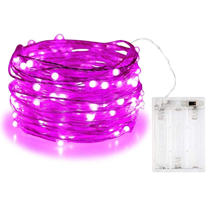 Instalatie LED 30 becuri 3m roz flexibila USB