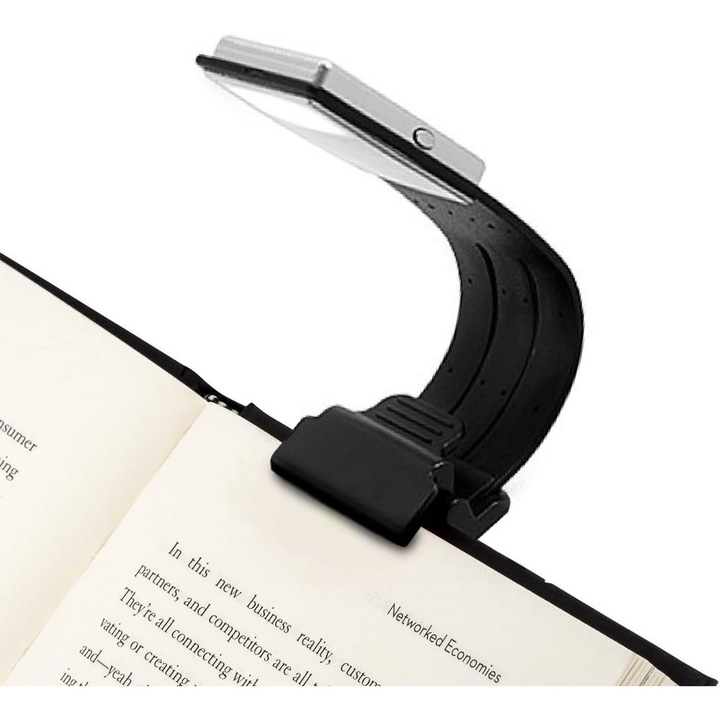 Lampa de lectura ZYBLSSBB LSM2XH25066-MZQ-0403, LED cu 3 moduri si intensitate reglabila continuu, cu clema flexibila, USB reincarcabila, pana la 15 ore, negru