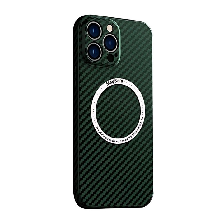 Husa pentru Apple iPhone 14 Pro Max, ePhantom Guard EkoTek, Compatibila cu Incarcare de tip MagSafe, Ultra Subtire, Materiale de tip Carbon, Aramid si Vectran, Foarte Usoara, Anti-Soc, Impotriva Zgarieturilor, Verde