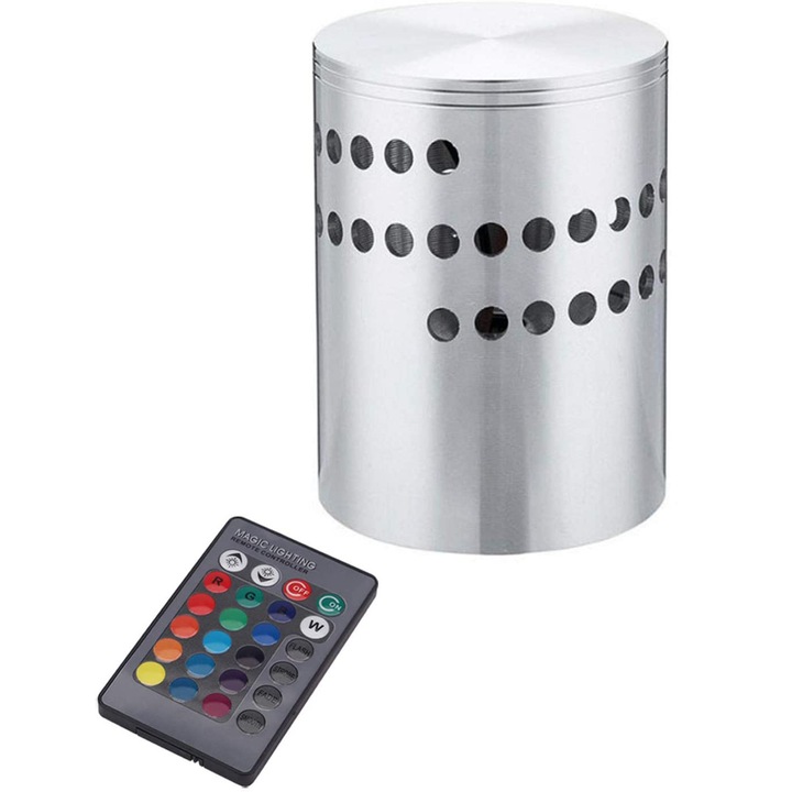 2 броя Lamker 3W LED стенна лампа, димируема, вътрешна, RGB стенна светлина, таванна лампа, ефектна светлина, лампа за коридор, спирален ефект, с дистанционно управление за коридор, спалня, балкон, всекидневна