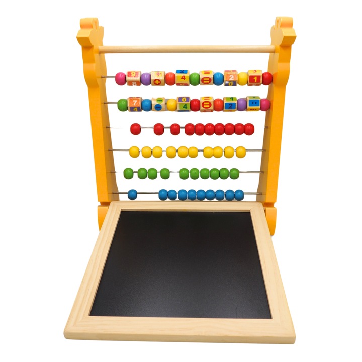 Монтесори магнитна образователна дъска жираф с 2 страни, сметало, маркер и гъба, Оноре, дърво, многоцветно, 25 x 23 x 4 см, 108 части