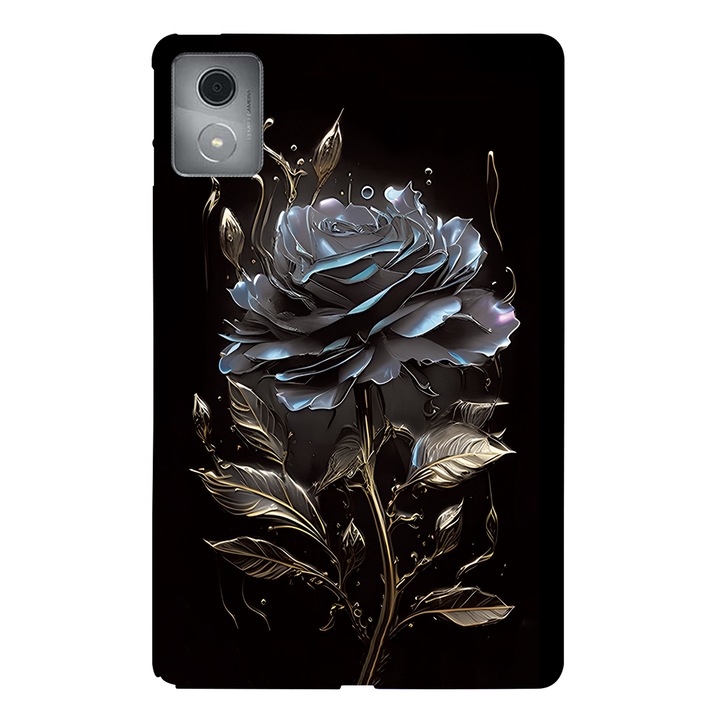 Husa tableta pentru Lenovo Tab K11 Plus, TPU pictura colorata, tip design smart, protectie anti-zgarieturi, acces complet la porturi, negru trandafir