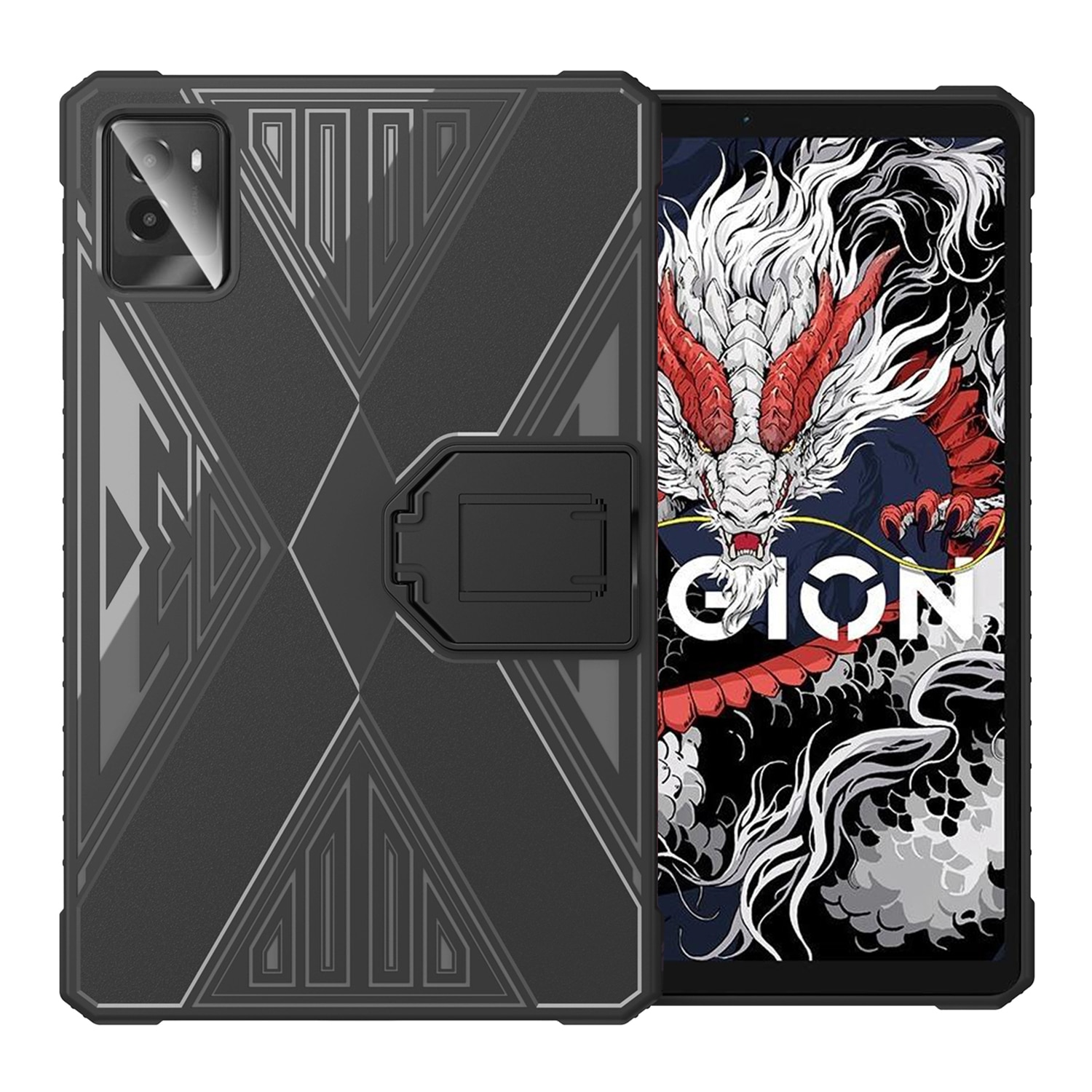 Husa tableta pentru Lenovo Legion Y700 Gen3, material TPU, textura de perie, rezistent la socuri, cu suport, gri
