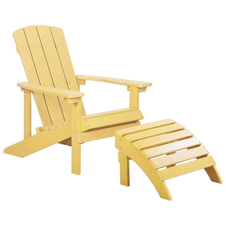 Scaun de gradina Adirondack cu taburet Galben