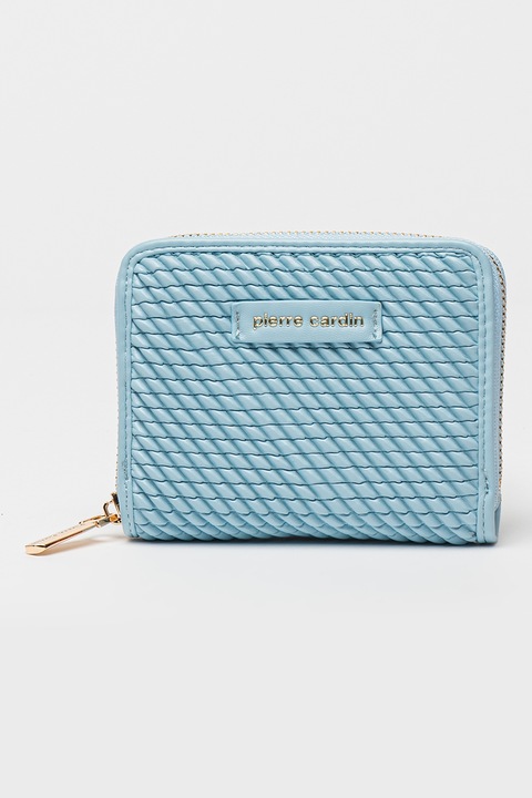 Pierre Cardin, Релефно портмоне с метално лого, Светлосин