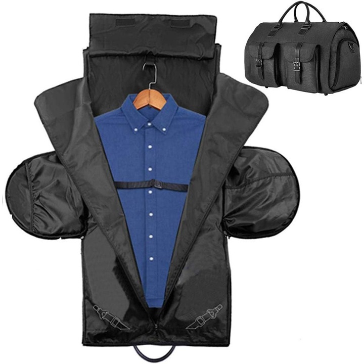 Geanta de imbracaminte, Enforose, material durabil, design pliabil, culoare acaju inchis, 45"