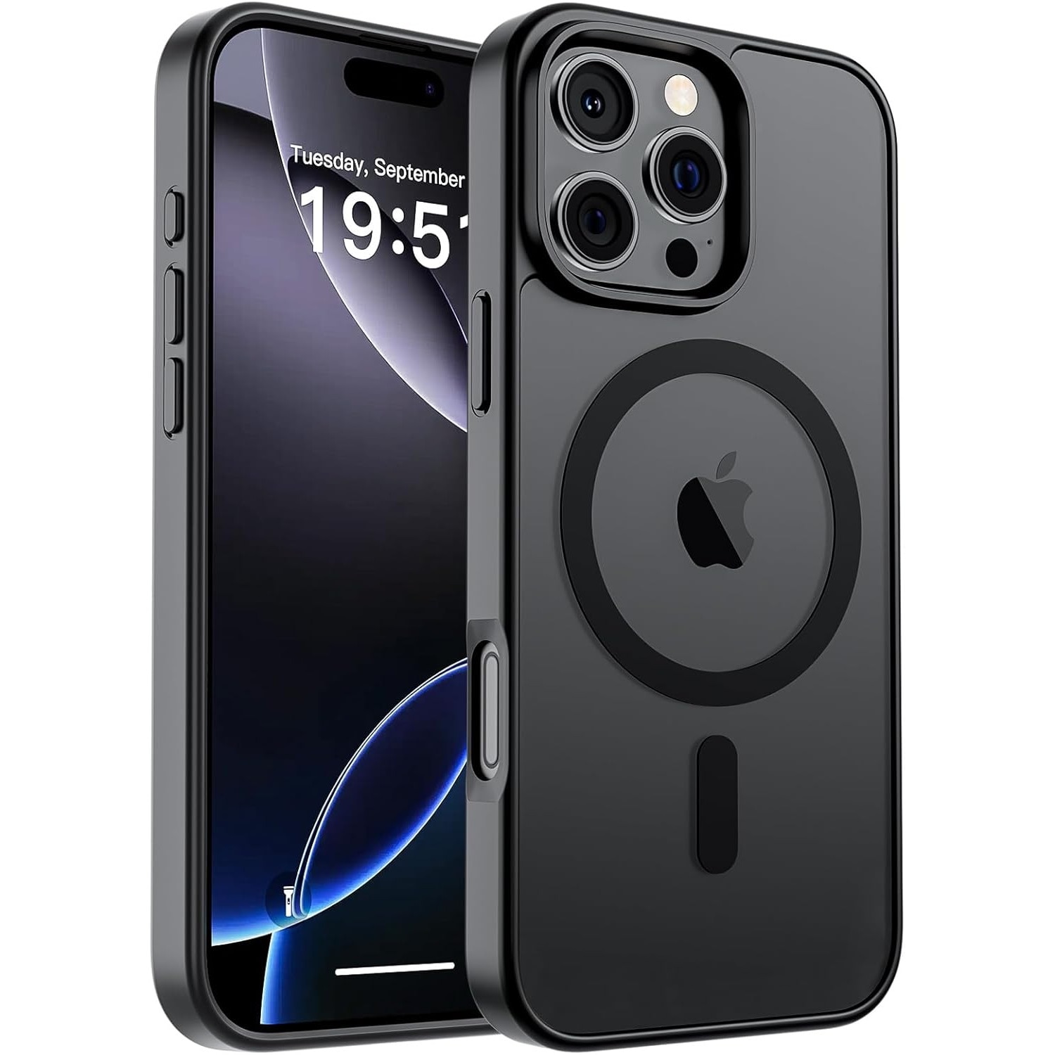 Husa pentru iPhone 16 PRO, MagSafe, Hybrid Ultra Slim, Carcasa Spate Mat, Protectie Militara Antisoc, Negru