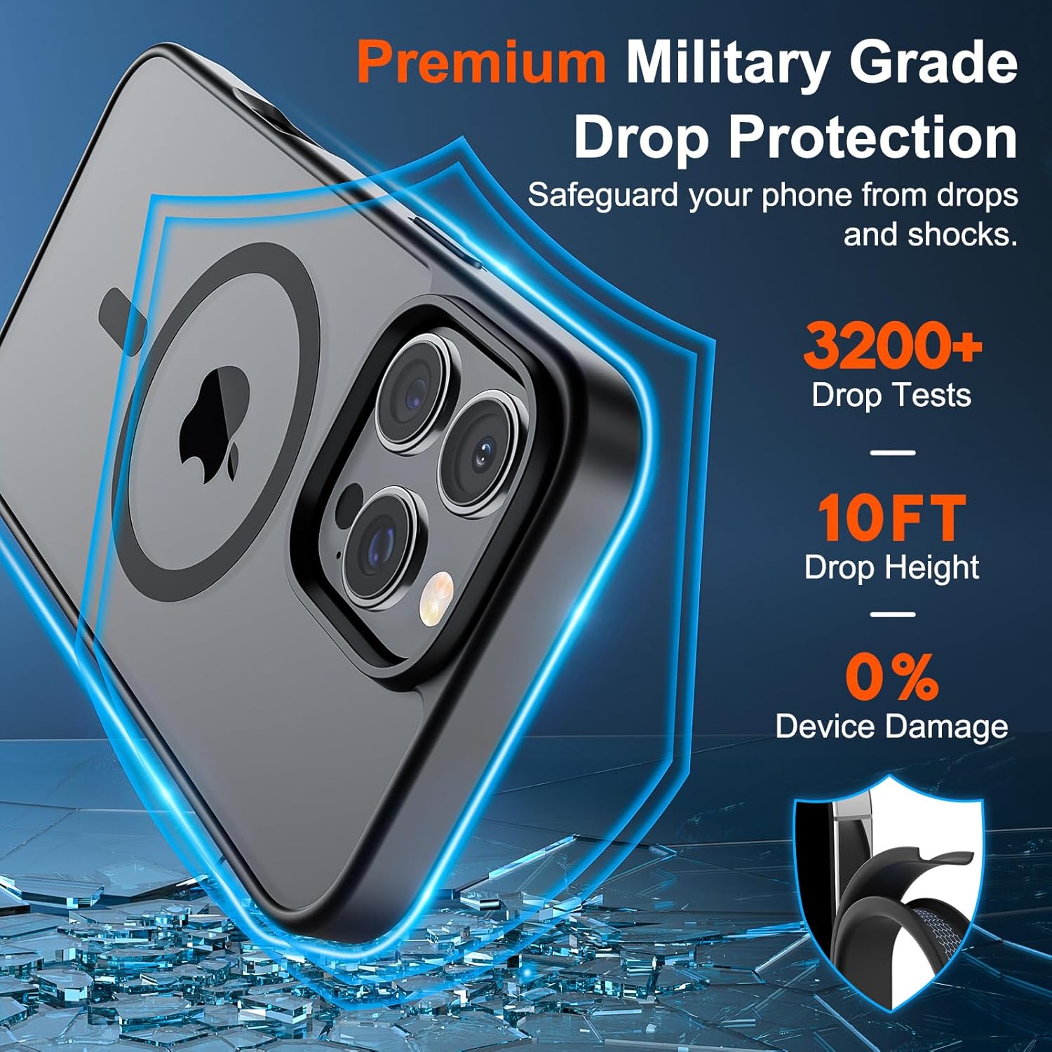 Husa pentru iPhone 16 PRO, MagSafe, Hybrid Ultra Slim, Carcasa Spate Mat, Protectie Militara Antisoc, Negru