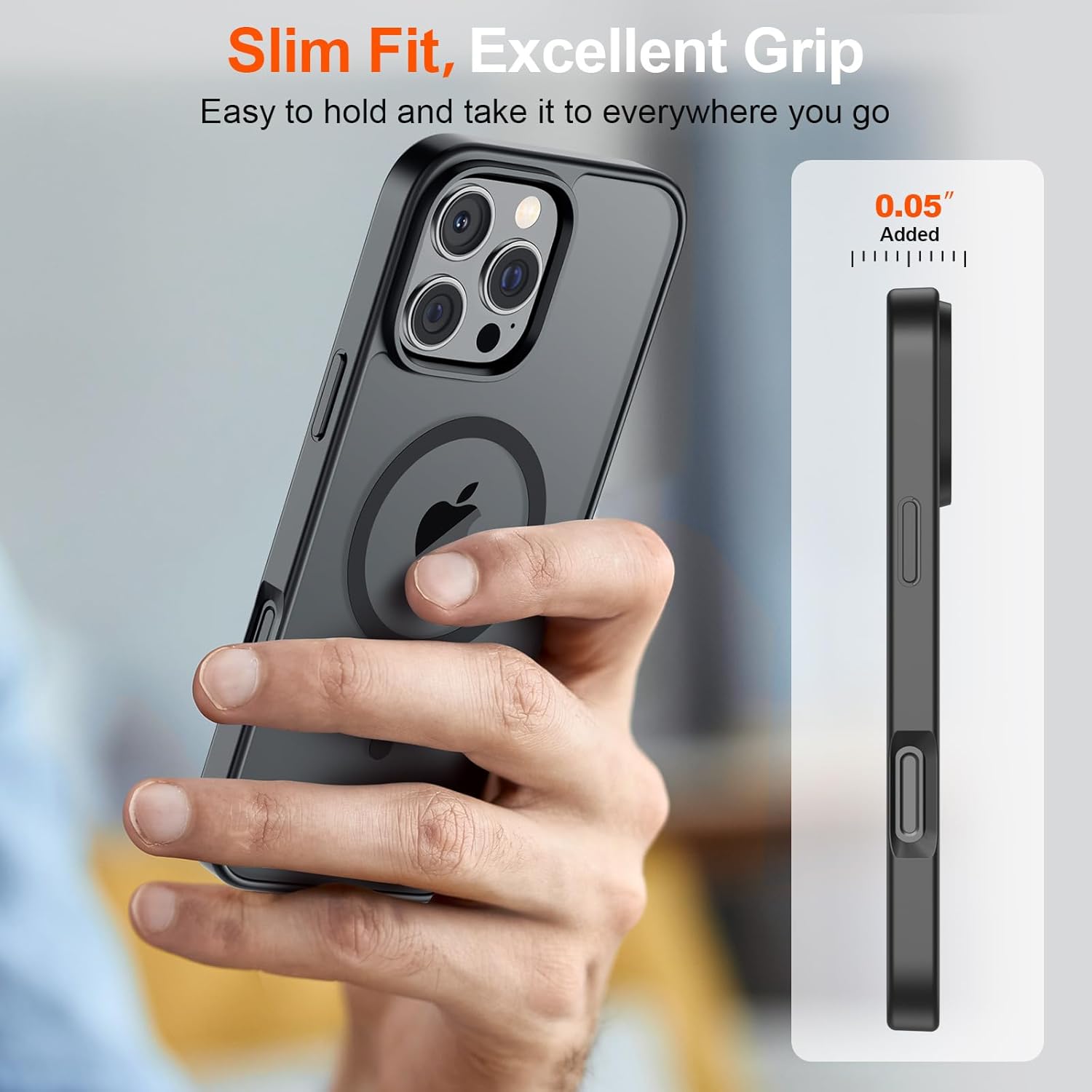 Husa pentru iPhone 16 PRO, MagSafe, Hybrid Ultra Slim, Carcasa Spate Mat, Protectie Militara Antisoc, Negru