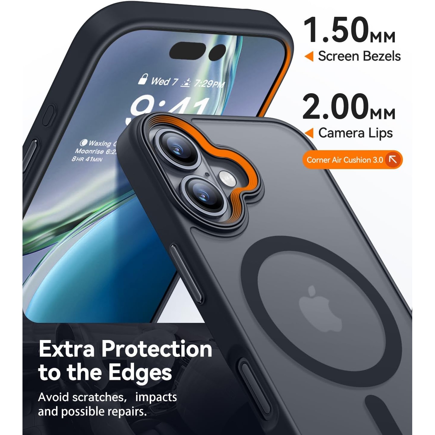 Husa pentru iPhone 16, MagSafe, Hybrid Ultra Slim, Carcasa Spate Mat, Protectie Militara Antisoc, Negru