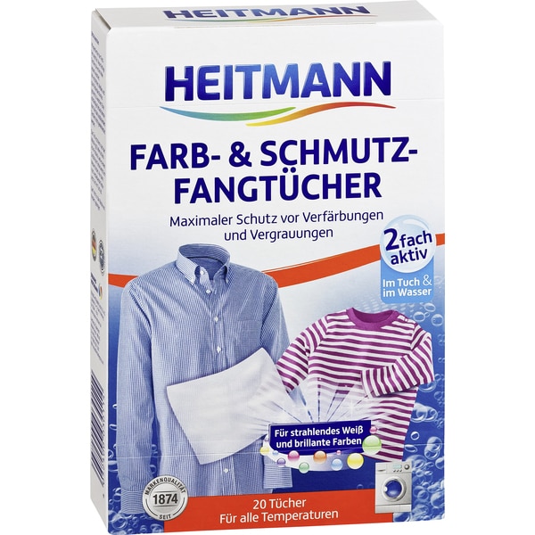 Servetele pentru captare pigmenti de culoare si murdarie, Heitmann, 20 buc.