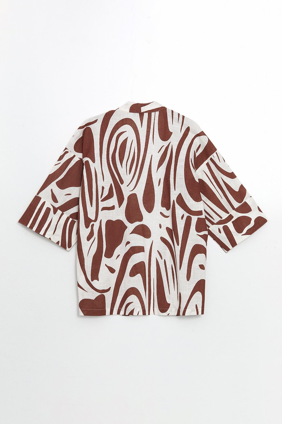 LC WAIKIKI, Chimono de bumbac cu model, Alb, Maro, XL - eMAG.ro