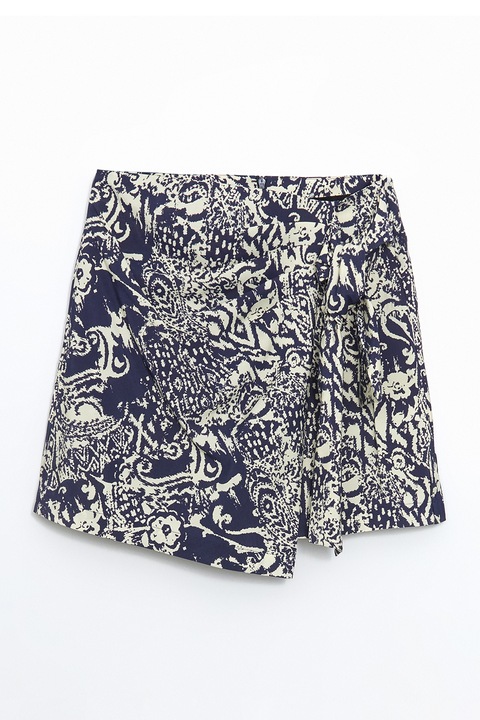 LC WAIKIKI, Fusta-pantalon cu model petrecut, Alb murdar/Bleumarin