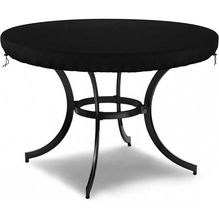 Husa Impermeabila Neagra pentru Mobilier de Gradina, Dokon, 600D Oxford, Rezistenta la UV, Vant si Apa, Φ190x10cm