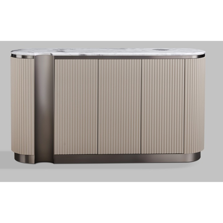 Comoda Art-Futuro, 3 usi, blat din marmura, bej, 158x40x88cm