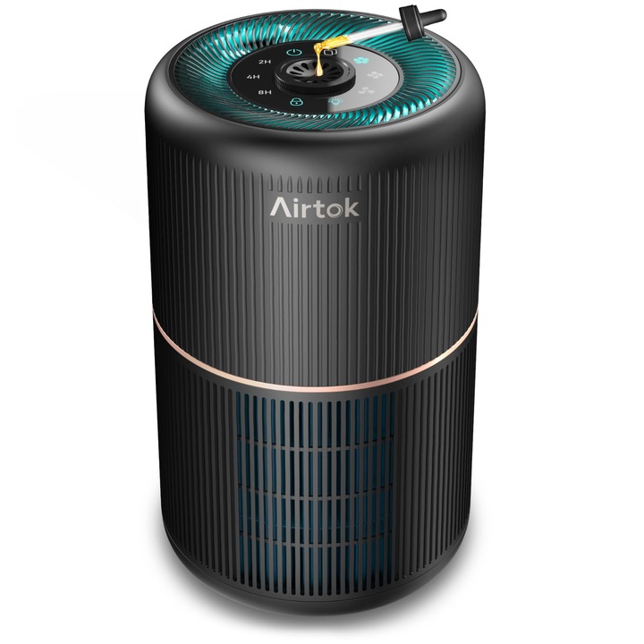 Airtok légtisztító, allergiásoknak aromaterápiával, Hepa légszűrő penész, por, pollen, szagok ellen, 99,97%-os eltávolítás 0,1 mikrométerig, éjszakai fény, gyerekzár