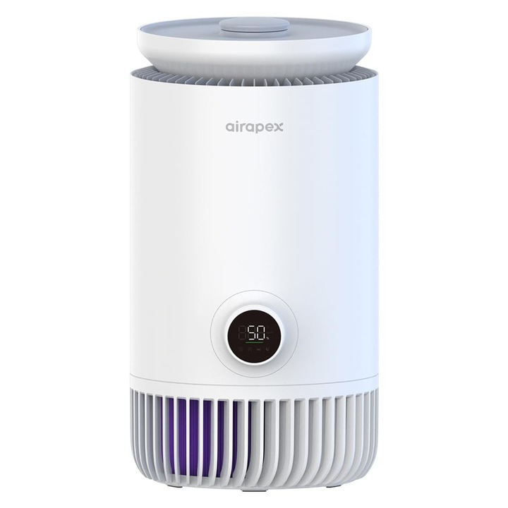 Purificator Si Umidificator De Aer 2 In 1 Cu Filtru T Lavabil, Filtru Hepa H13, Filtreaza 99, 97% Din Parul De Animale, Polenul Si Praful Pentru Birouri Si Bucatarii. Senzor Inteligent Si Mod Automat, Rezervor Detasabil - Alb