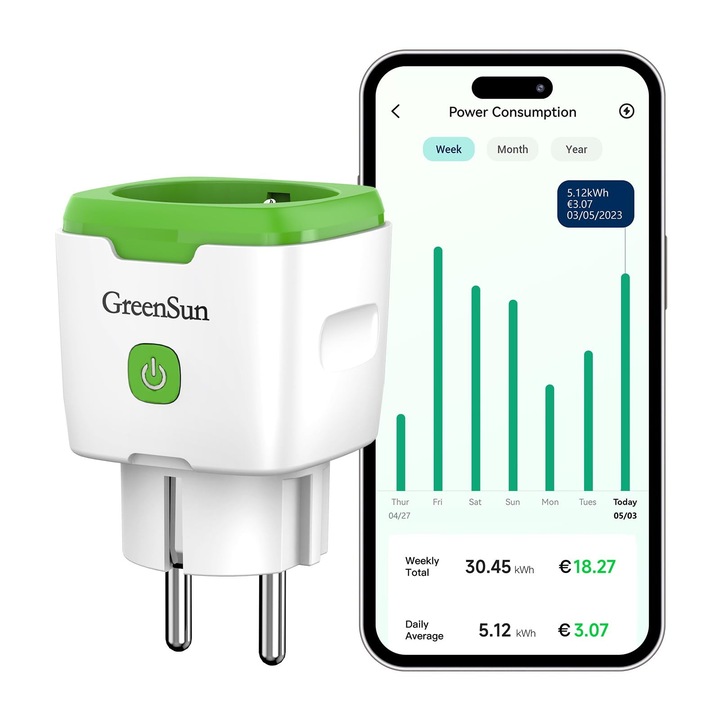 WLAN контакт Greensun Електромер за контакти Контакт за измерване на потреблението на енергия Контакт за електромер Контакт за таймер Контакт за Alexa Контакт за Vesync Контакт за Wifi Контакт