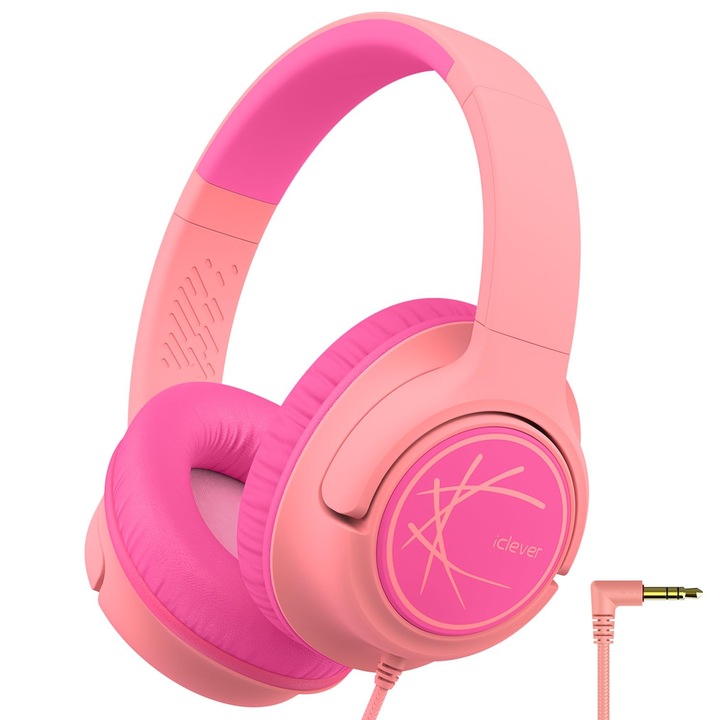 Casti Iclever Pentru Copii, Casti Pentru Copii Cu Cablu, Volum Sigur 85Dba, Sunet Stereo, Casti Pliabile Over-Ear Cu Jack De 3, 5 Mm Pentru Copii Pentru Ipad, Tablete, Scoala, Calatorii