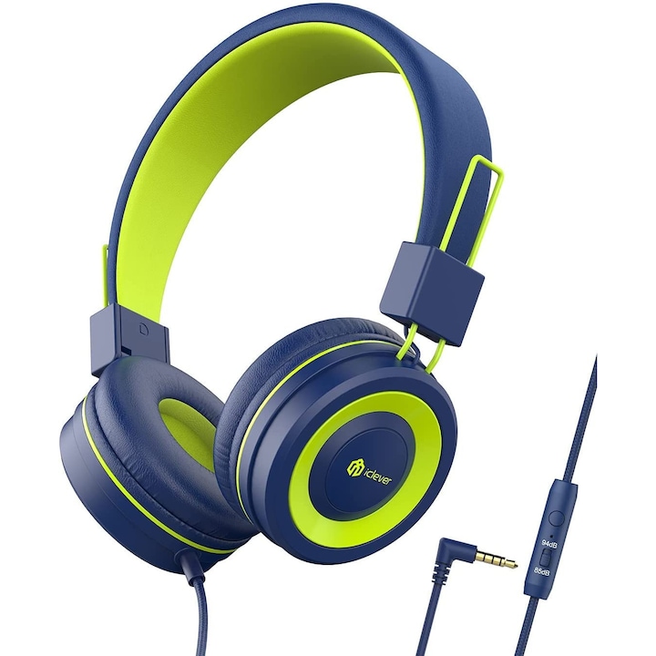 Casti Iclever Pentru Copii, Casti Pentru Copii, Banda De Sustinere Reglabila, Sunet Stereo, Pliabile, Fire Neincalcite, Mufa Auxiliara De 3, 5 Mm, Volum Limitat 85/94 Db, Casti Supraauriculare Pentru Copii