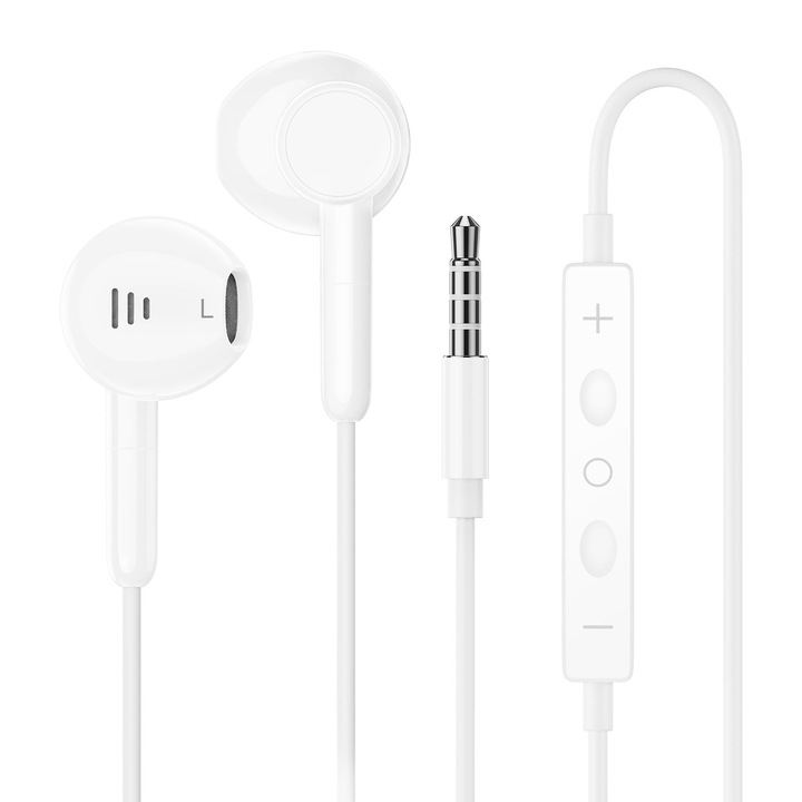Casti Intraauriculare Cu Fir Si Microfon, Casti Cu Izolare Fonica Si Sunet De Inalta Definitie Pentru Dispozitive De 3, 5 Mm, Compatibile Cu Iphone, Ipad, Samsung, Laptopuri, Android, Huawei, Playere Mp3/Mp4 Etc. - Alb