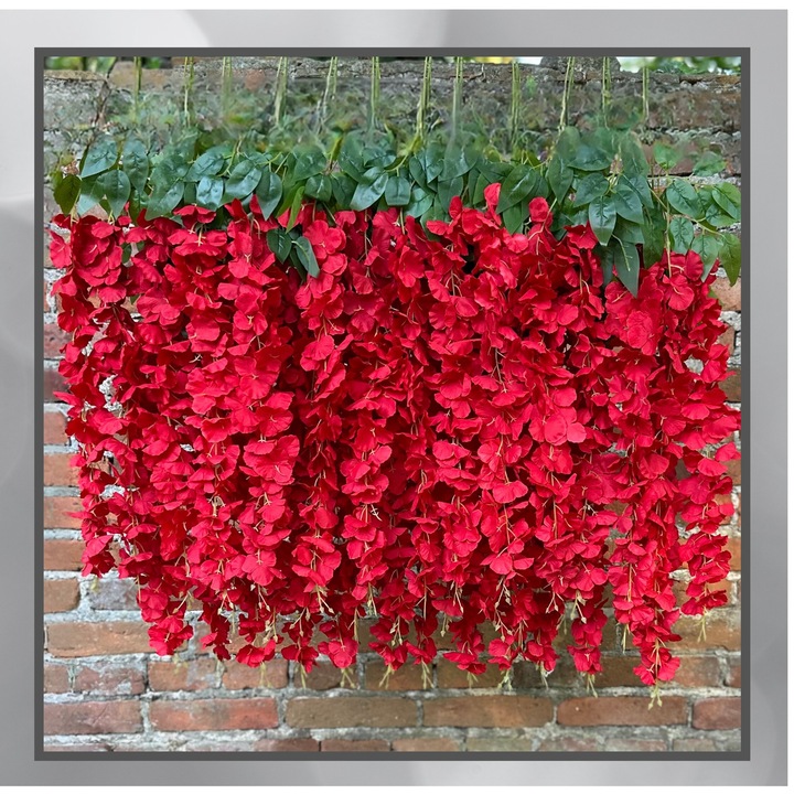 Set 12 Ghirlande Flori Artificiale Wisteria, Culoare Rosie, 105 cm, Perfecte pentru Decor Interior, Evenimente, Nunti, Aranjamente Florale si Proiecte DIY