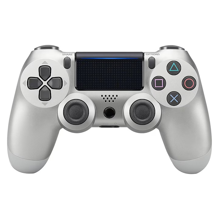 Vezeték nélküli gamepad, ezüst, PlayStation 4 kompatibilis, dupla rezgés, 16 gomb, 800 mAh