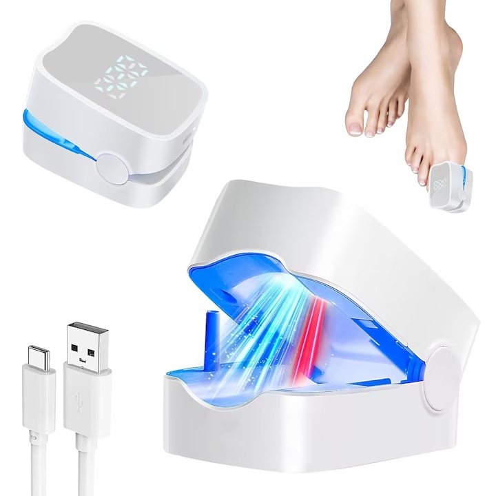 Tratament cu laser pentru ciuperci de unghii Dispozitiv cu lumina LED - Tratament cu unghii fungice, BIGLISTENING®, Tratament cu ciuperci de la picioare, Alb