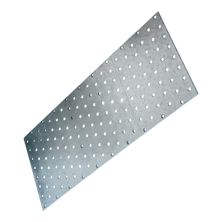 Perforált lemez, Mark, PP23 / PP34, 400x160x2mm, Horganyzott acél, Perforált szerkezet a könnyű összeszerelés érdekében, Korrózióvédelem, CE tanúsítvány, Ezüst