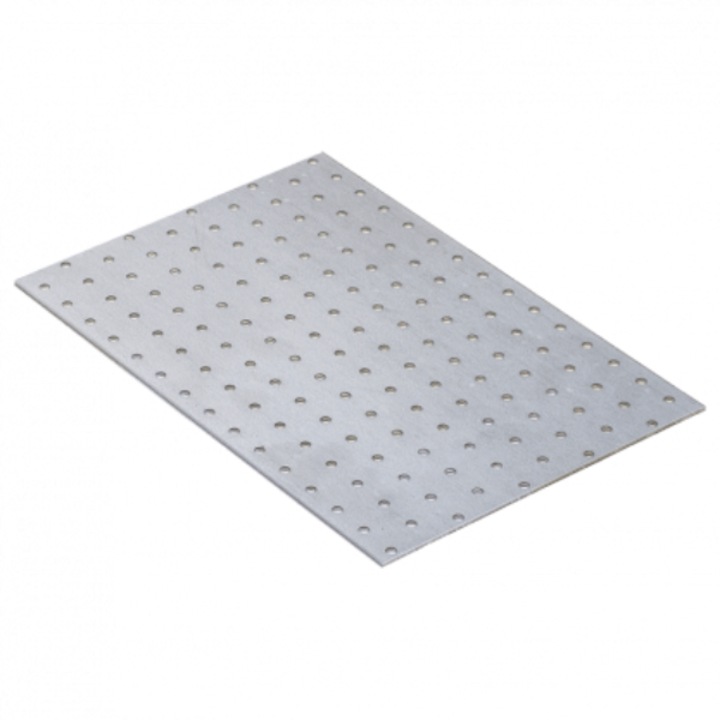 Perforált lemez, Mark, PP24 / PP31, 300x200x2mm, Horganyzott acél, Perforált szerkezet a könnyű összeszerelés érdekében, Korrózióvédelem, CE tanúsítvány, Ezüst