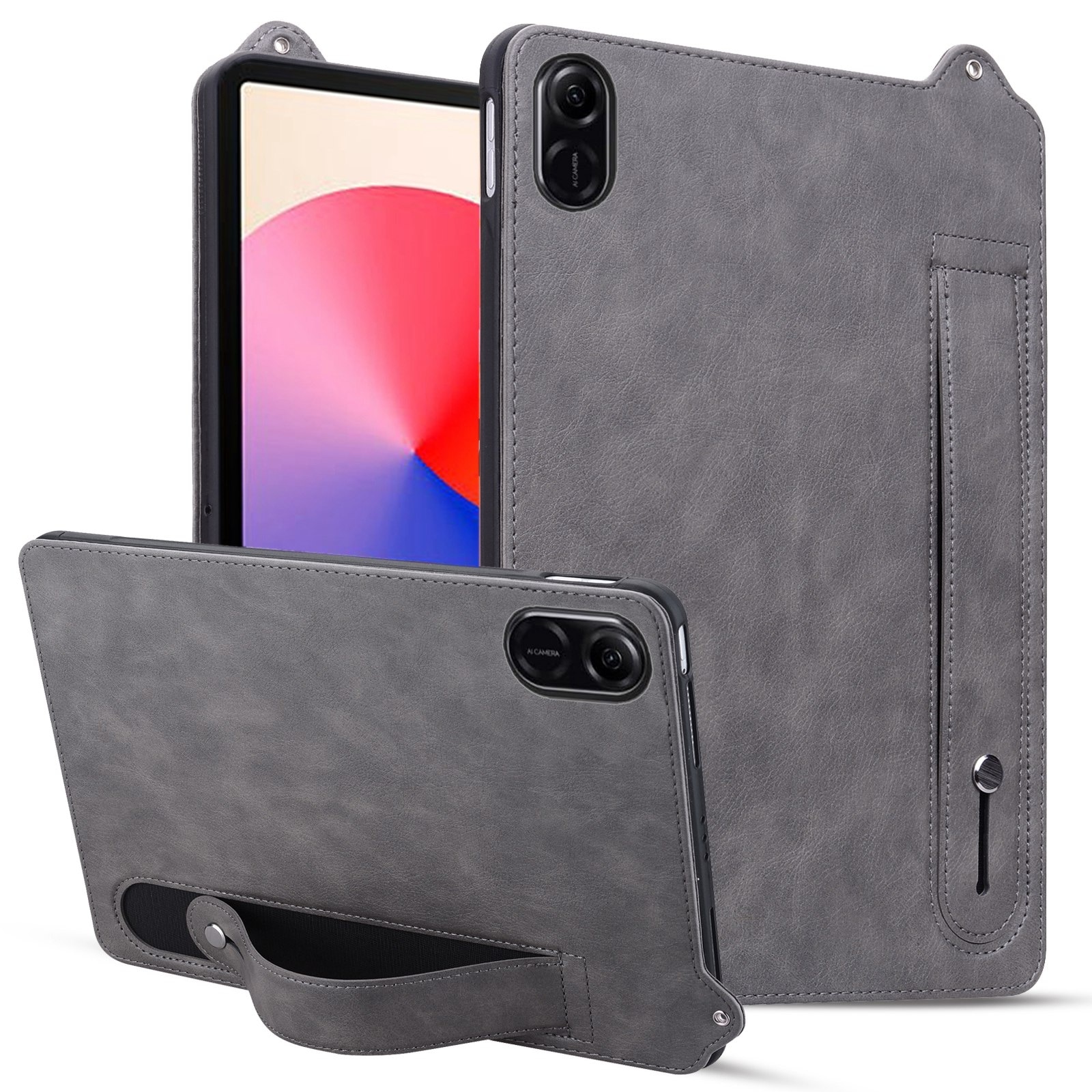 Husa tableta pentru Honor Pad X8a 11 2024, piele TPU, design cu curea de mana, protectie completa, accesorii incluse, gri